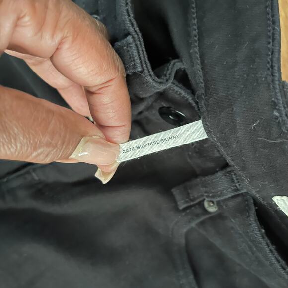 rag & bone Cate Skinny Jeans Womens 24 Black Mid Rise Frayed Hem Ankle Denim - Picture 5 of 9